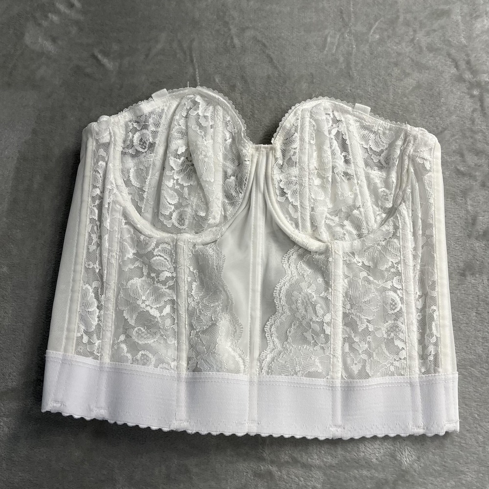 Goddess Bustier Womens 38B White Lace Overbust Boned Hook Eye Bridal Corset